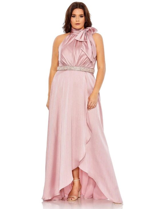 Mac Duggal Dresses & Skirts - Mac Duggal Size 16 W Pink Evening Gown Formal Maxi Dress Halter Beaded Waist NWT